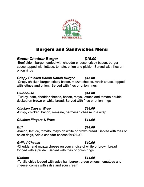 poplar hills Lunch Menu